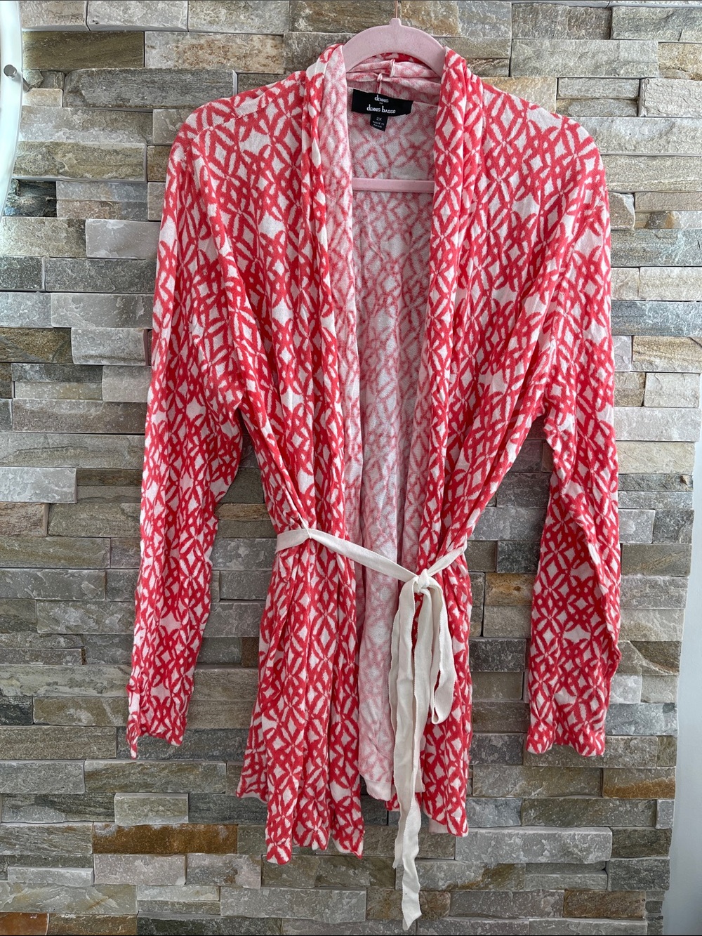 Dennis Basso Printed Belted Cardigan Sweater 🇨🇦